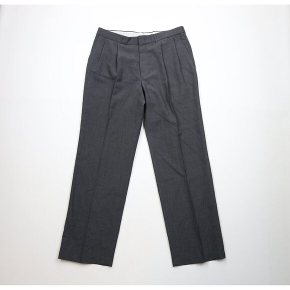 Vintage 70s Streetwear Mens 34x32 Wool Flared Wide Leg Chino Pants Gray USA